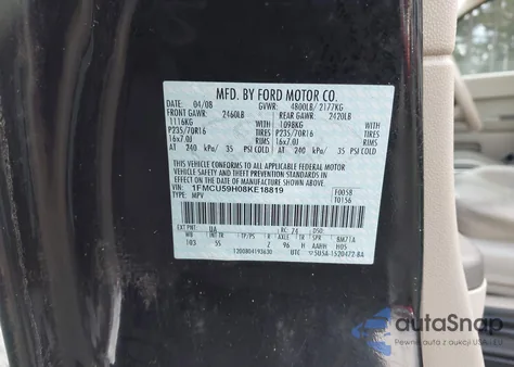 2008 Ford Escape Hybrid from USA, damaged, VIN 1FMCU59H08KE18819